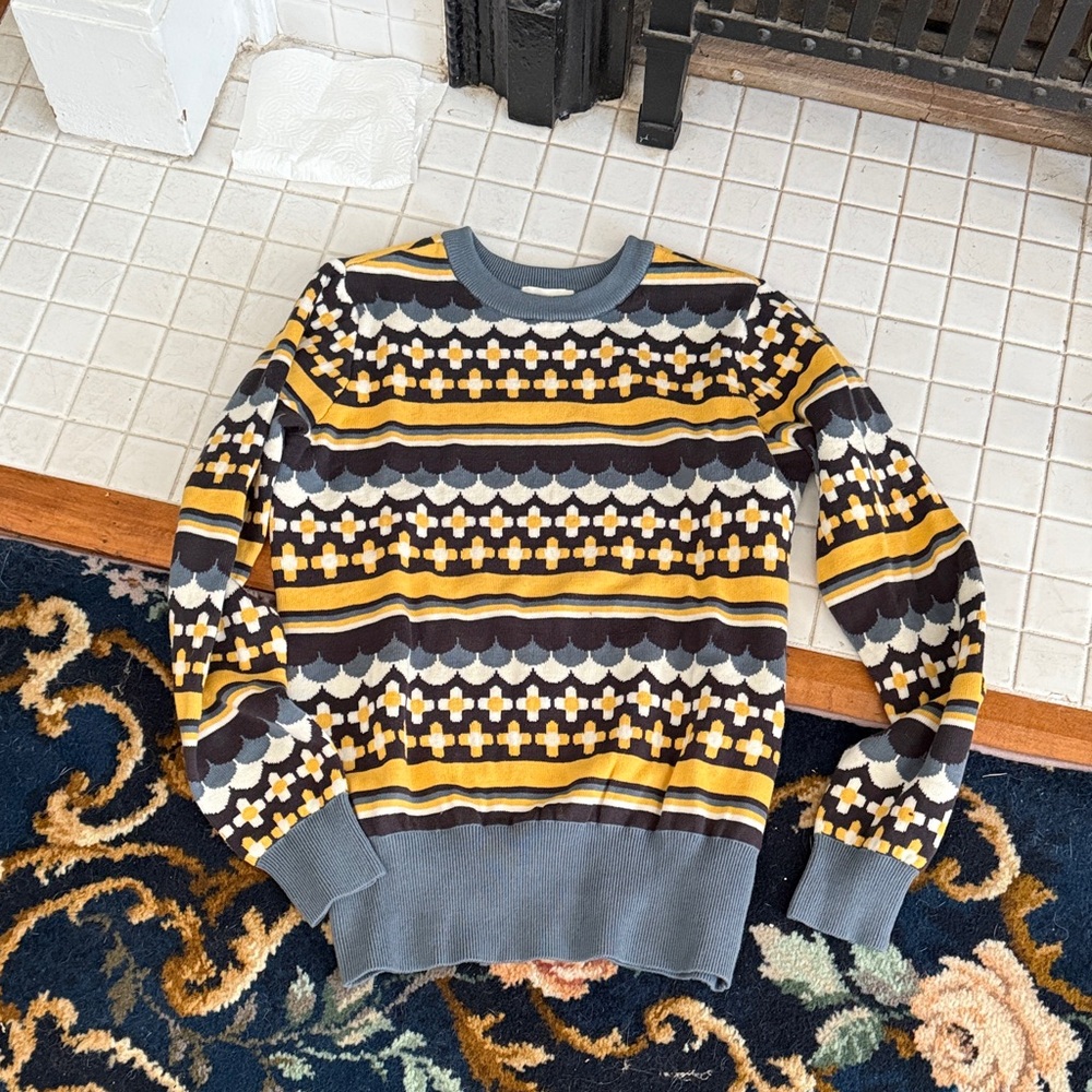 Joanie Women's Crewneck Sweater in Yellow and Gray-worn twice; 135 retail - Picture 1 of 7
